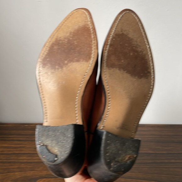 Dexter, 10.5, men’s orange camel color leather cowboy western boots - Picture 9 of 14